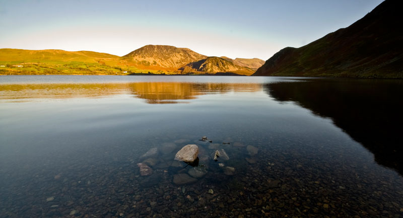 Views over a still Ennerdale Water in the English Lake District