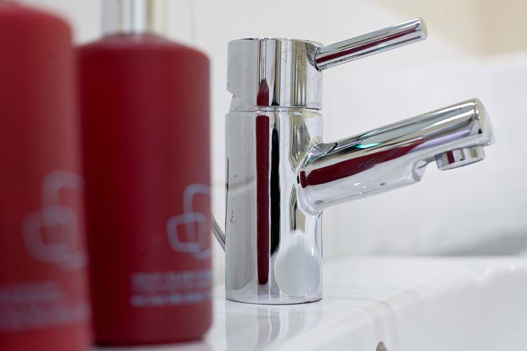 Products and tap in one of our bathrooms
